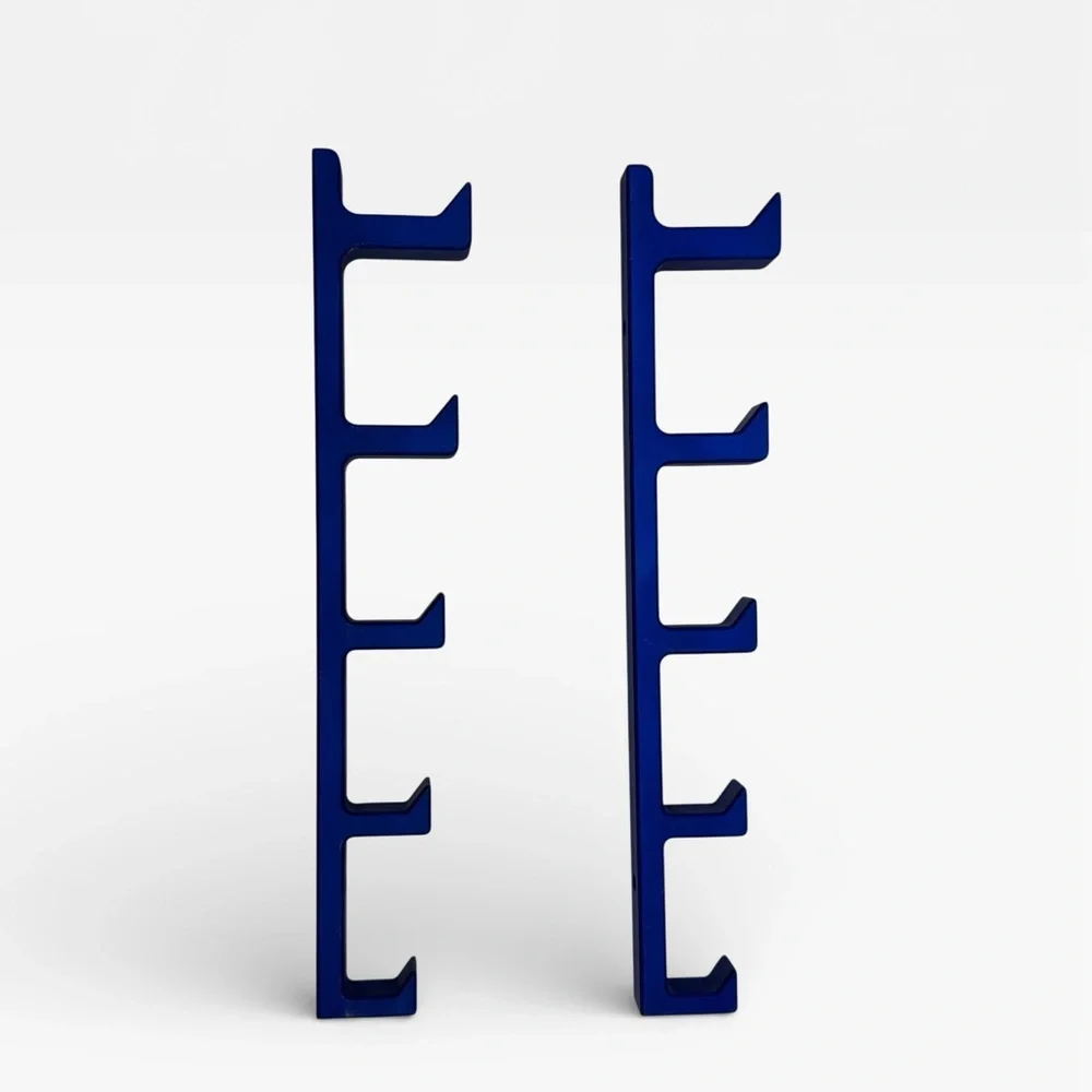 Two Wall Rack Hooks Blue Cast Iron